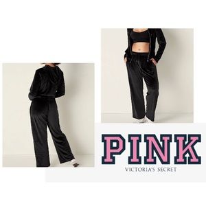 PINK EVERYDAY LOUNGE VELOUR BOYFRIEND PANTs and ZIP HOODED TOP
